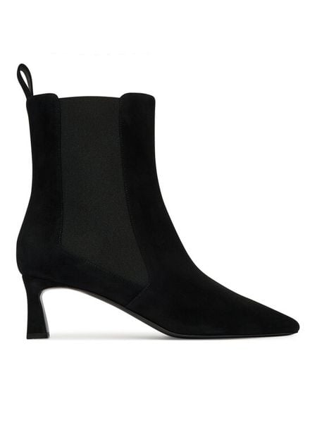 Pollini Botki SA21015M0NTA0000 Czarny. Czarne botki damskie Pollini, bez wzorów, ze skóry, bez obcasa, na słupku, bez zapięcia. Za 2,029.00 zł.