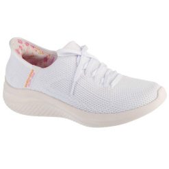 Buty sportowe Sneakersy damskie, Slip-Ins: Ultra Flex 3.0 - Morning Blosso. Białe obuwie sportowe damskie Skechers, bez wzorów, bez zapięcia, trekkingowe. Za 399.99 zł.
