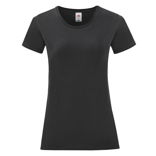 Koszulka Damska Iconic 150. Czarne bluzki damskie fruit of the loom, xs, bez wzorów, sportowe, bez kołnierzyka, bez ramiączek. Za 28.99 zł.