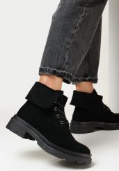 Czarne Botki z Wywiniętą Cholewką Afshan. Czarne botki damskie Born2be, bez wzorów, z jeansu, eleganckie, bez obcasa, na obcasie, bez zapięcia. Za 74.99 zł.