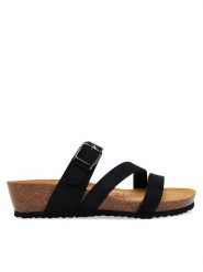 Geox Klapki D New Sthellae D551AA 00032 C9999 Czarny. Czarne klapki damskie Geox, bez wzorów, z nubiku, bez obcasa, bez zapięcia. Za 379.99 zł.