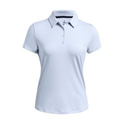 Damska koszulka polo Under Armour Playoff. Niebieskie bluzki damskie Under Armour, bez wzorów, sportowe, bez kołnierzyka, bez ramiączek. Za 294.50 zł.