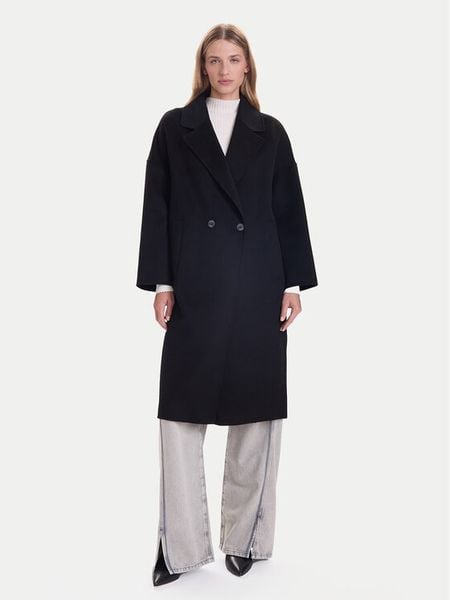ViCOLO Płaszcz wełniany TF0003 Czarny Regular Fit. Czarne płaszcze damskie ViCOLO, na zimę, xs, bez wzorów, z syntetyku, bez kołnierzyka, bez kaptura. Za 1,079.00 zł.