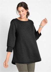 Długa bluza dresowa z wiskozą. Fioletowe bluzy damskie bonprix, bez wzorów, z dresówki, bez ramiączek, bez kaptura. Za 127.99 zł.