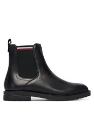 Tommy Hilfiger Botki Cleated Hilifger W FM0FM05728 Czarny. Czarne botki męskie Tommy Hilfiger, bez wzorów, ze skóry, bez obcasa, bez zapięcia. Za 599.99 zł.