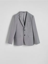 Marynarka regular fit z wiskozą - jasnoszary. Szare garnitury męskie Reserved, bez wzorów, z tkaniny. W wyprzedaży za 279.99 zł.