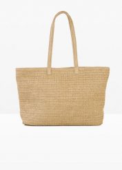 Torba typu shopper w optyce plecionki. Brązowe shopperki damskie bonprix, bez wzorów, bez dodatków. Za 74.99 zł.