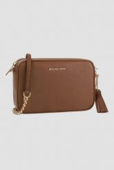 MICHAEL KORS Brązowa listonoszka ze skóry. Brązowe torebki wizytowe damskie Michael Kors, bez wzorów, ze skóry, bez dodatków. W wyprzedaży za 539.99 zł.