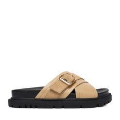 Klapki MEXX. Brązowe klapki damskie Mexx, bez wzorów, bez obcasa, bez zapięcia. Za 249.99 zł.