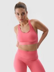 4F Biustonosz treningowy z niskim wsparciem z materiału z recyklingu damski - różowy XS. Czerwone bielizna sportowa damska 4F, xs, bez wzorów, z dzianiny. W wyprzedaży za 59.99 zł.