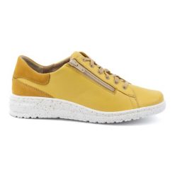 WASAK Półbuty damskie sneakersy skórzane 0720W żółte. Żółte półbuty damskie bez wzorów, ze skóry, biznesowe, bez obcasa, bez zapięcia. Za 408.14 zł.