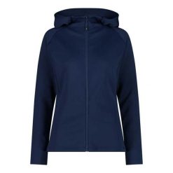 Damska kurtka z kapturem CMP. Niebieskie kurtki sportowe damskie CMP, bez wzorów, bez ramiączek, z kapturem, trekkingowe. Za 306.50 zł.