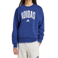 Bluza polarowa ADIDAS M COLLEGIATE SW Niebieski. Niebieskie bluzy sportowe męskie Adidas, m, bez wzorów, z polaru, bez kaptura, trekkingowe. Za 206.00 zł.