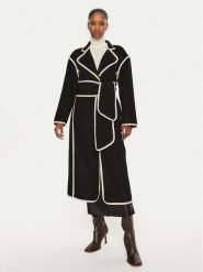 Bruuns Bazaar Płaszcz wełniany Abulas BBW4143 Czarny Loose Fit. Czarne płaszcze damskie Bruuns Bazaar, na zimę, bez wzorów, z syntetyku, bez kołnierzyka, bez kaptura. Za 1,569.00 zł.
