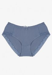 Niebieskie Bawełniane Majtki o Kroju Fig z Kokardką i Koronką Tamiseth. Niebieskie majtki damskie Renee, z bawełny. Za 4.99 zł.