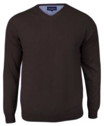 Czekoladowy Męski Sweter w Serek (V-neck) - Adriano Guinari - 100% Bawełna, Elegancki. Brązowe swetry męskie Adriano Guinari, m, bez wzorów, z bawełny, biznesowe, bez kołnierzyka, bez ramiączek. Za 169.00 zł.