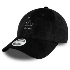 Czapka z daszkiem New Era Diamante Velour 9Forty Los Angeles Dodgers. Czarne czapki damskie New Era, bez wzorów. Za 139.99 zł.