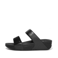 Kobiece klapki na koturnie FitFlop Lulu Hotfix. Czarne klapki damskie FIT FLOP, bez wzorów, bez obcasa, na koturnie, bez zapięcia. Za 378.20 zł.