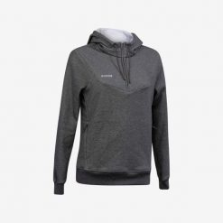 Bluza do hokeja na trawie FH500 damska. Szare bluzy damskie KOROK, l, bez wzorów, z bawełny, bez ramiączek, z kapturem. Za 179.99 zł.