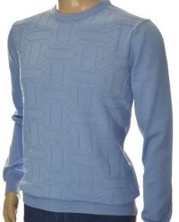 Sweter męski z bawełny elegancki bawełniany błękitny 100% bawełna M. Niebieskie swetry męskie Giovane Ricco, m, bez wzorów, z bawełny, eleganckie, bez kołnierzyka, bez ramiączek. Za 99.00 zł.