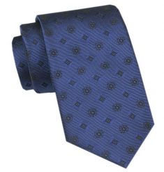 Elegancki Krawat Męski Angelo di Monti - Atramentowy w Geometryczny Wzór. Niebieskie krawaty i muchy Angelo di Monti, bez wzorów, z tkaniny, eleganckie. Za 45.00 zł.