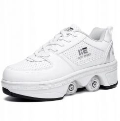 BUTOROLKI BUTY ROLKI Z KÓŁKAMI ROLKAMI PODŚWIETLANE 7-LED UNISEX BIAŁE r.39. Białe obuwie sportowe damskie ITIMPORT, bez wzorów, bez zapięcia. Za 951.61 zł.