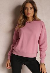 Ciemnoróżowa Bluza z Polarową Podszewką Heseh. Czerwone bluzy damskie Renee, na zimę, l, bez wzorów, z dzianiny, casualowe, bez ramiączek, bez kaptura. Za 49.99 zł.