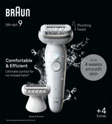 Braun Silk-épil 9 9-041, Silver, 40 tweezers, MicroGrip, Battery, 100 - 240 V, 50/60 Hz. Depilatory BRAUN. Za 654.54 zł.