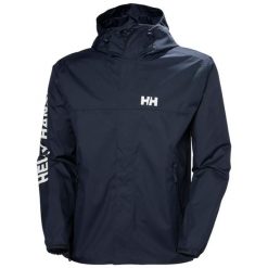 Kurtka wodoodporna z kapturem Helly Hansen Ervik. Niebieskie kurtki męskie Helly Hansen, m, bez wzorów, z kapturem. Za 546.50 zł.