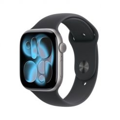 Zegarek Apple Watch Series 11 (2025) GPS 46mm Aluminiowa koperta w kolorze gwiezdnej szarości z paskiem sportowym S/M. Szare zegarki smartwatch Apple, bez wzorów. Za 2,520.99 zł.