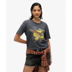 Koszulka Rock Graphic Biker casual. Czarne koszulki sportowe damskie Superdry, bez wzorów, bez ramiączek. W wyprzedaży za 135.60 zł.