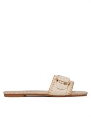 DeeZee Klapki 241W8X12 Beżowy. Brązowe klapki damskie DeeZee, bez wzorów, z materiału, bez obcasa, bez zapięcia. Za 59.99 zł.