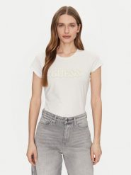 Guess T-Shirt W5GI42 J1314 Écru Regular Fit. T-shirty damskie Guess, m, z aplikacjami, z bawełny, bez kołnierzyka, bez ramiączek. Za 89.99 zł.