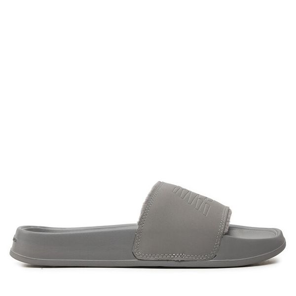 Klapki New Balance. Szare klapki damskie New Balance, bez wzorów, sportowe, bez obcasa, bez zapięcia. Za 119.99 zł.