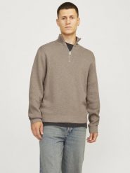 Jack & Jones sweter typu troyer Mężczyźni Bawełna brązowy, L. Brązowe swetry męskie Jack & Jones, l, bez wzorów, z bawełny, bez kołnierzyka, bez ramiączek. Za 299.95 zł.