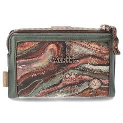 Zielony Stylowy Portfel Damski Anekke. Zielone portfele damskie Anekke, z materiału. Za 179.00 zł.