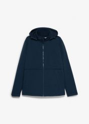 Kurtka softshellowa, wodoodporna. Niebieskie kurtki męskie bonprix, m, bez wzorów, bez kaptura. Za 299.99 zł.