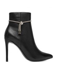Eva Minge Botki EO-EVA-H1092 Czarny. Czarne botki damskie Eva Minge, bez wzorów, ze skóry, bez obcasa, na szpilce, bez zapięcia. Za 359.99 zł.
