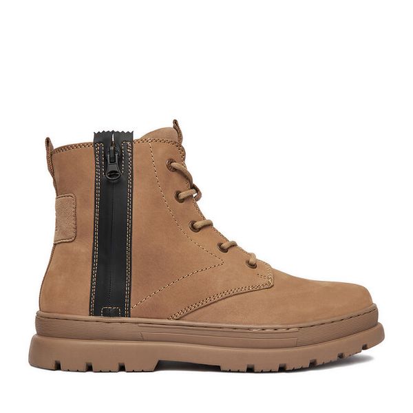 Trzewiki Lasocki. Brązowe botki męskie Lasocki, bez wzorów, bez obcasa, bez zapięcia. Za 279.99 zł.