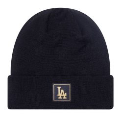 Czapka zimowa New Era Metalic Badge Cuff Knit Los Angeles Dodgers. Czarne czapki damskie New Era, na jesień, bez wzorów. Za 69.99 zł.