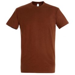 Koszulka Unisex Dla Dorosłych Z Bawełny Imperial Ringspun. Brązowe bluzki damskie SOL'S, s, bez wzorów, z bawełny, sportowe, bez kołnierzyka, bez ramiączek. Za 42.99 zł.