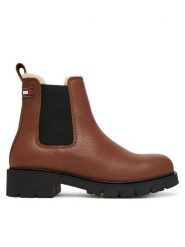Tommy Jeans Sztyblety Tjw Cleated Chelsea Boots Wl EN0EN03102 Brązowy. Brązowe botki damskie Tommy Jeans, bez wzorów, z jeansu, bez obcasa, na płaskiej podeszwie, bez zapięcia. Za 699.99 zł.