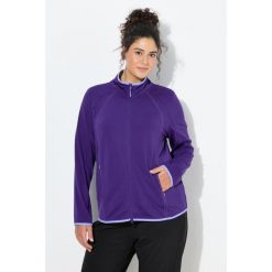 Damskie Funkcyjna bluza rozpinana stójka długi rękaw z recyklingu. Fioletowe bluzy damskie Ulla Popken, plus size, bez wzorów, z elastanu, sportowe, bez ramiączek, bez kaptura. Za 279.99 zł.