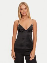 Guess Koszulka piżamowa O4BH00 WGIN0 Czarny Regular Fit. Czarne koszule nocne damskie Guess, z aplikacjami, z syntetyku, bez ramiączek. Za 149.99 zł.