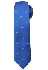 Błękitny Stylowy Krawat -Angelo di Monti- 6 cm, Męski, w Zielone Papugi, Motyw Zwierzęcy. Niebieskie krawaty i muchy Angelo di Monti, bez wzorów, eleganckie. Za 45.00 zł.