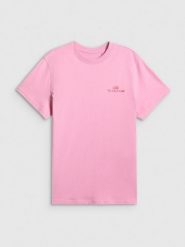 4F T-shirt loose z nadrukiem damski - różowy L. Czerwone t-shirty damskie 4F, l, bez wzorów, z bawełny, bez kołnierzyka, bez ramiączek. Za 69.99 zł.