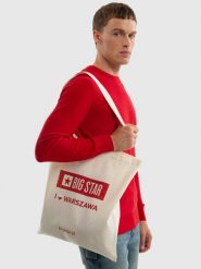 Torba bawełniana unisex Warszawa 102. Białe torby podróżne damskie BIG STAR, z aplikacjami, z bawełny, na ramię. Za 4.99 zł.