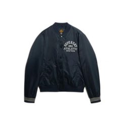 Kurtka Superdry Athletic Varsity Bomber. Niebieskie kurtki męskie Superdry, m, bez wzorów, z materiału, eleganckie, bez kaptura. Za 515.10 zł.