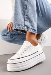 Białe Trampki na Grubej Platformie Santtes. Białe trampki i tenisówki damskie Renee, bez wzorów, z jeansu, bez zapięcia. Za 74.99 zł.