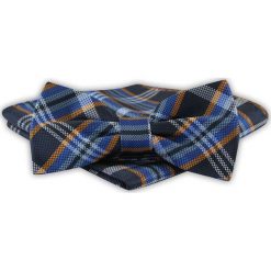 Mucha Męska z Poszetką - Alties - Duża Kratka. Niebieskie krawaty i muchy Alties, bez wzorów, eleganckie. Za 44.00 zł.